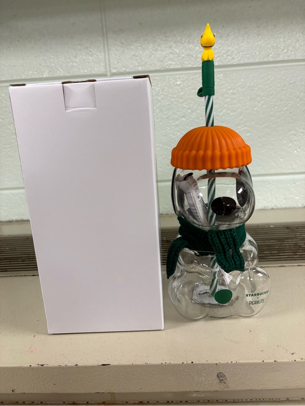Starbucks Snoopy Tumbler with Orange Hat and Green Scarf